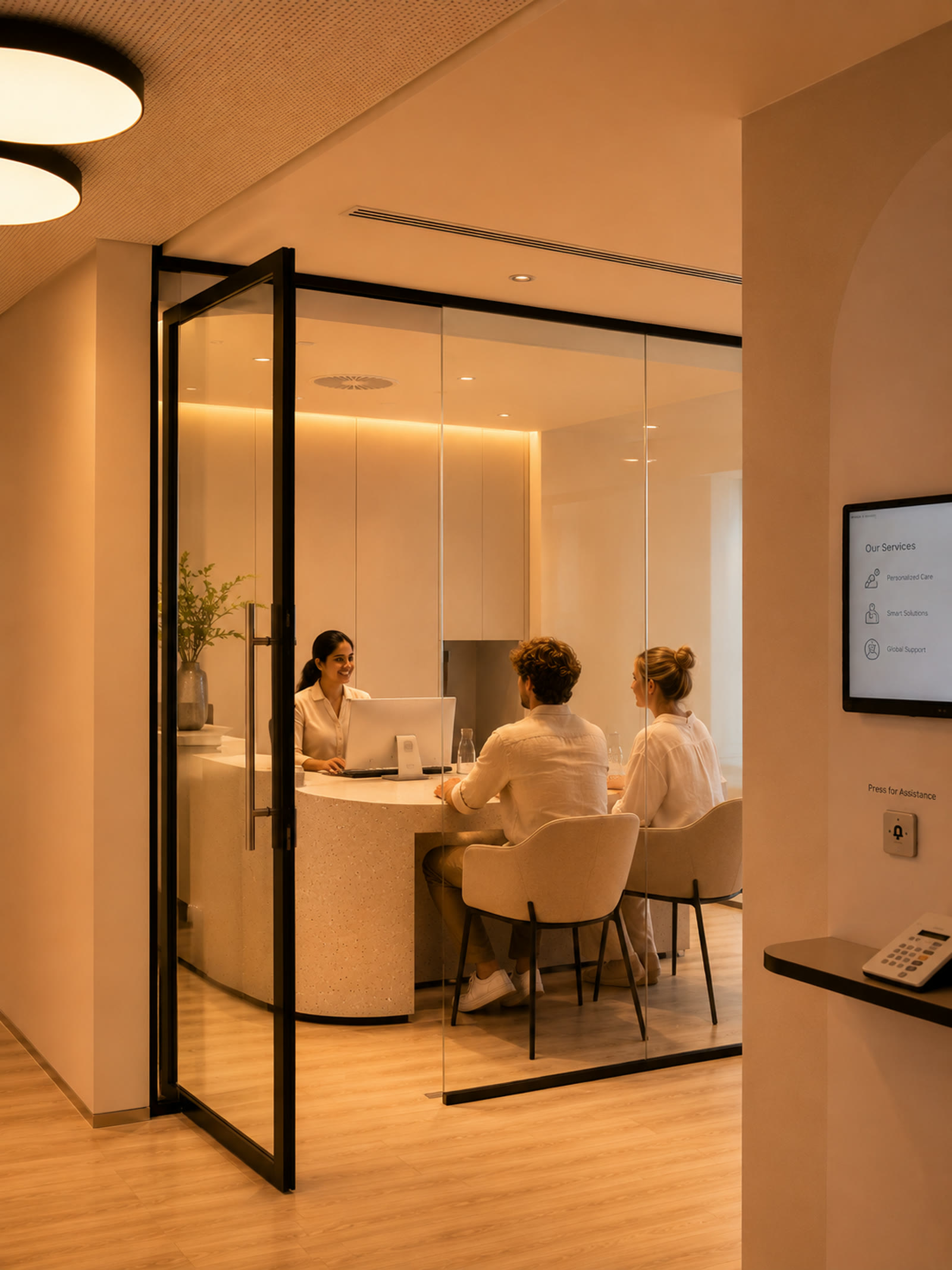 Reception desk at a modern hospital or clinic